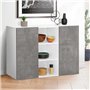 IDMarket - Buffet 110 cm ELI Blanc 2 Portes Effet béton