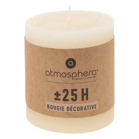 Atmosphera - Bougie ronde Olia D6,7cm blanc ivoire