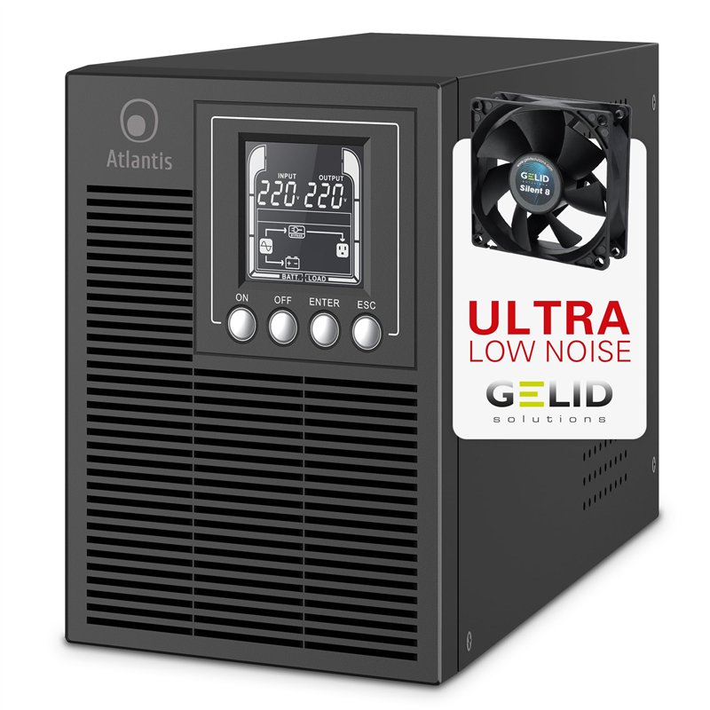 Atlantis A03-OP1002XLN Online 88% Quieter Server UPS Double Conversion Pure Sine Wave 1000VA 700W, Low Noise Fan Gelid 23,6 dbA,