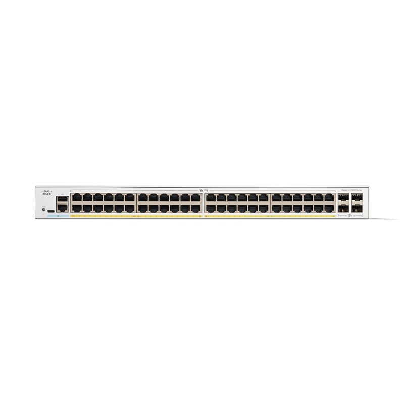 Image secondaire de Cisco Commutateur administrable Cisco Catalyst 1300-48FP-4X, 48 Ports GE, PoE complète, Ports SFP+ 4x10GE, Garantie limitée à Vi