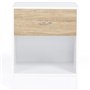IDMarket - Lot de 2 Tables de Chevet Olga 1 tiroir avec Niche Bois Blanc et façon hêtre