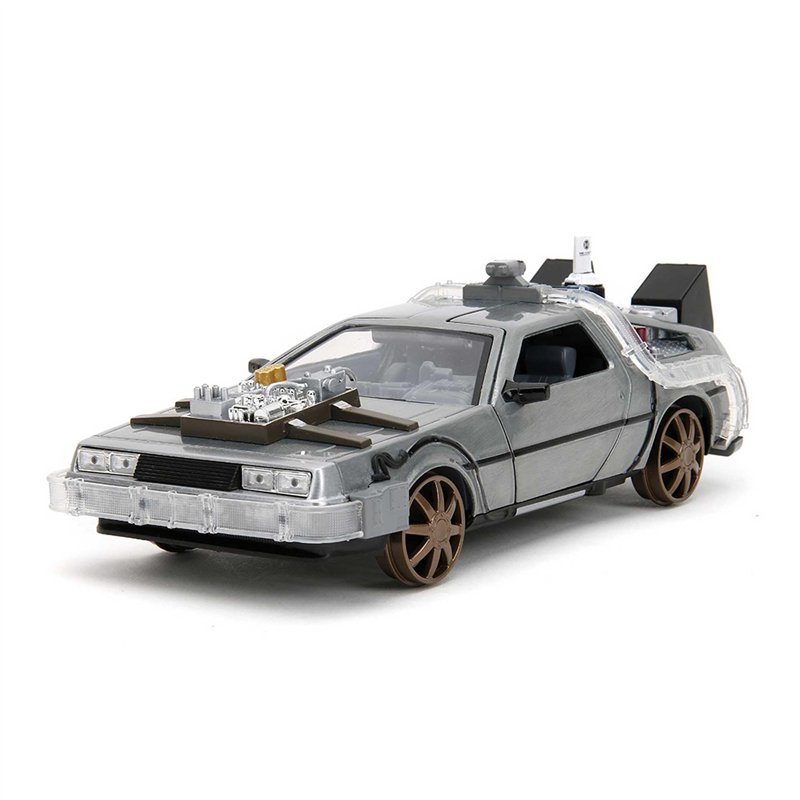 Jada Toys - Time Machine - Back to The Future 3 - Voiture Miniature en métal - 1:24 - Portes ouvrantes - Lumière LED - Version a