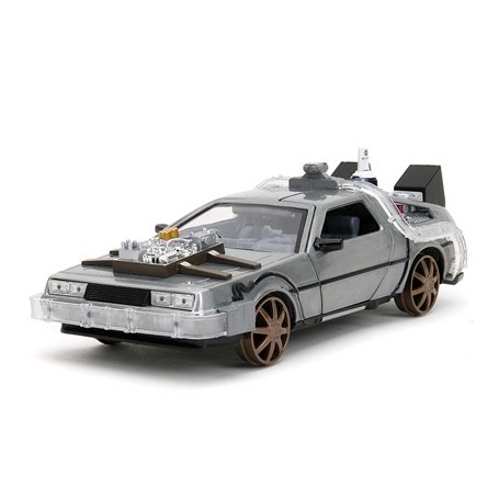 Jada Toys - Time Machine - Back to The Future 3 - Voiture Miniature en métal - 1:24 - Portes ouvrantes - Lumière LED - Version a