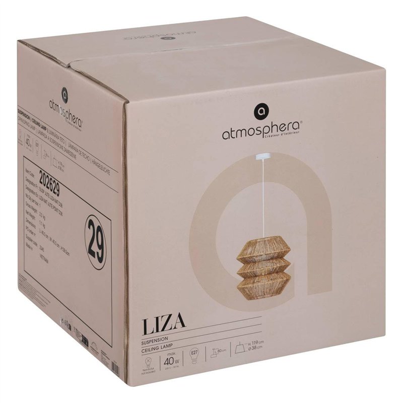 Image secondaire de Atmosphera Créateur d'Intérieur - Suspension Liza - Lustre pour Chambre, Salon, Entrée, Bureau - Jute - D38cm