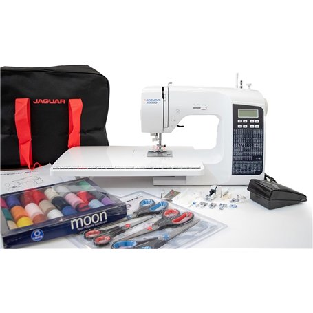 Jaguar Machine à Coudre Informatisée 200SQ, 200 Points, 9 Boutonnières Automatiques, Comprend un Grand Paquet d'Accessoires