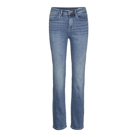 VERO MODA Jean Coupe Droite VMFLASH Taille Moyenne Straight Fit Jeans Medium Blue Denim XL 32 Medium Blue Denim XL / L32
