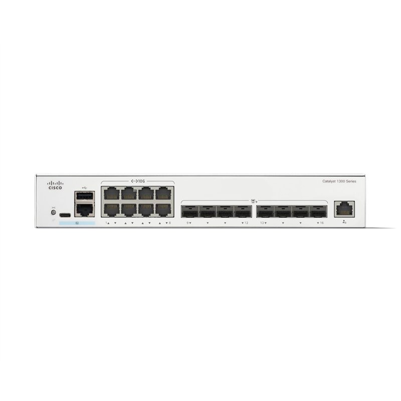 Image secondaire de Commutateur administrable Cisco Catalyst 1300-16XTS, 8 Ports cuivre 10G, 8 Ports SFP+ 10GE, Garantie limitée à Vie (C1300-16XTS)