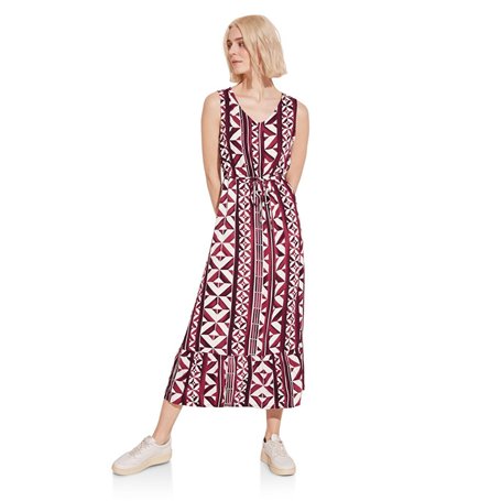 STREET ONE A143970 Robe Maxi avec Imprimé, Rouge Acajou, 48 Femmes, Multicolore