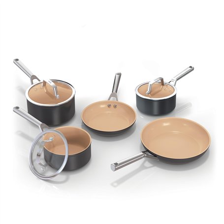 Ninja Extended Life Keramic CW95000EUUKDB Batterie de cuisine 5 pièces (sauteuse 20 et 24 cm + casseroles et couvercles) de 16, 