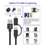 Cable Carplay pour Apple CarPlay et Android Auto - Cable USB A vers USB C et Lightning 2 en 1 pour iPhone 16/15/14/Galaxy/Androi