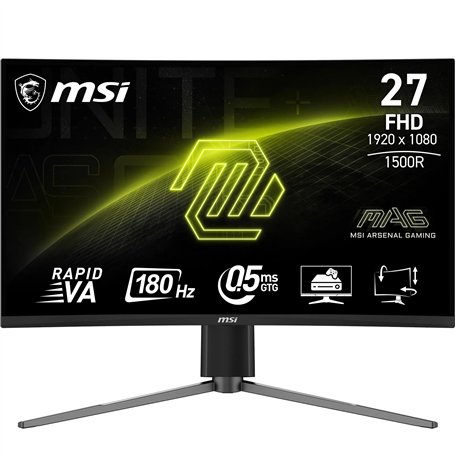 MSI MAG 27C6PF écran Gaming incurvé FHD de 27" - Dalle Rapid VA 1920 x 1080 1500R, 180 Hz / 0,5ms (GtG, Min.), Adaptive-Sync - D
