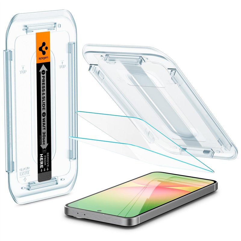 Spigen Glas.tR EZ Fit Verre Trempé pour Samsung Galaxy A56, Galaxy S24 FE, 2 Pièces, Kit d'installation inclus, Dureté 9H, Résis