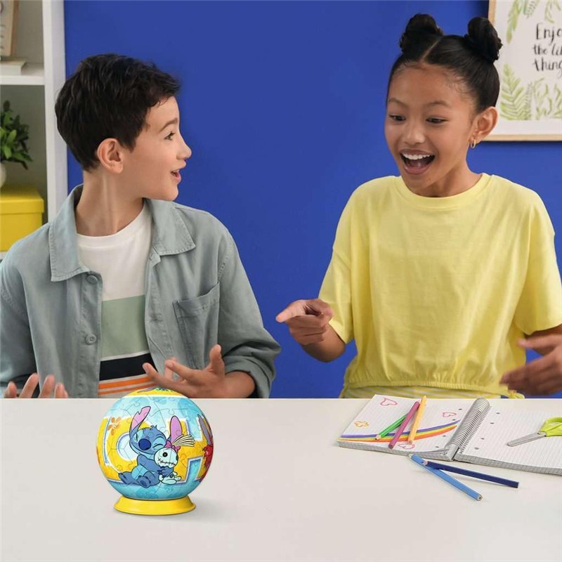 Image secondaire de Ravensburger - Puzzle 3D Ball - Stitch - A partir de 6 Ans - 72 pièces numérotées à Assembler sans Colle - Support Inclus - Diam
