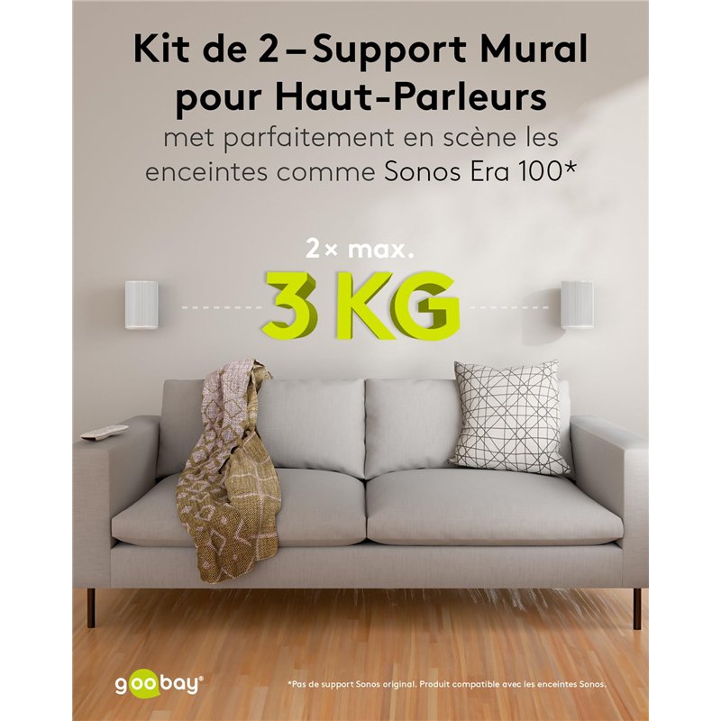Image secondaire de goobay Support Mural pivotant et inclinable pour Enceinte Sonos Era 100 jusqu'à 3 kg Blanc - 71982