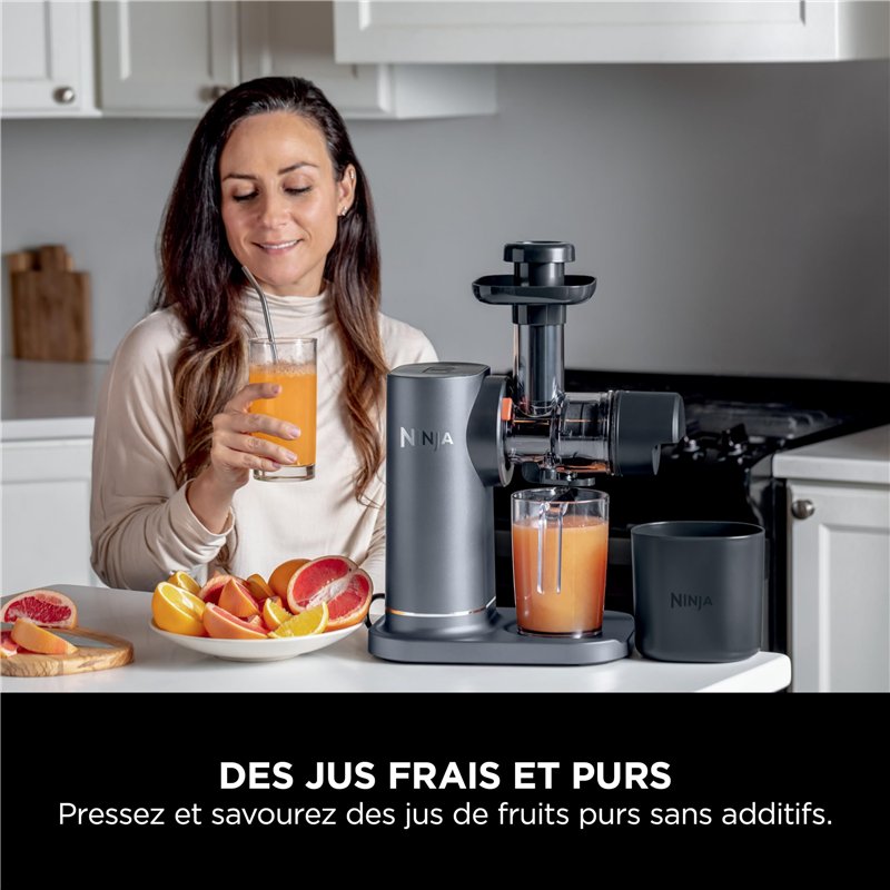 Image secondaire de Ninja Extracteur de jus à pression à froid, carafe 700 ml et récupérateur de pulpe 1,1 l, pour des jus, boissons et shots sains,