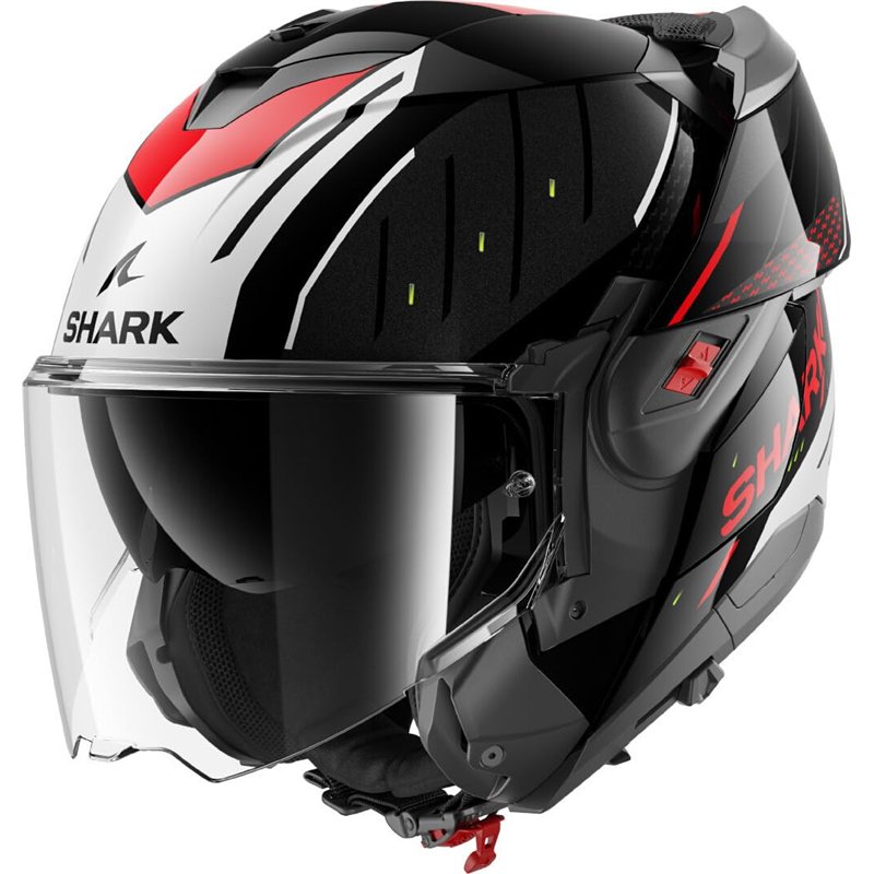 SHARK, Casque Moto Modulable OXO RYDGER Black Silver Red KSR, XXL