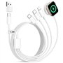 BLITEZZ 4 en 2 Cable Multi pour Chargeur Apple Watch et Phone, 1.2M Cable Multi Chargeur avec Câble USB C/Câble iPhone/Apple Wat