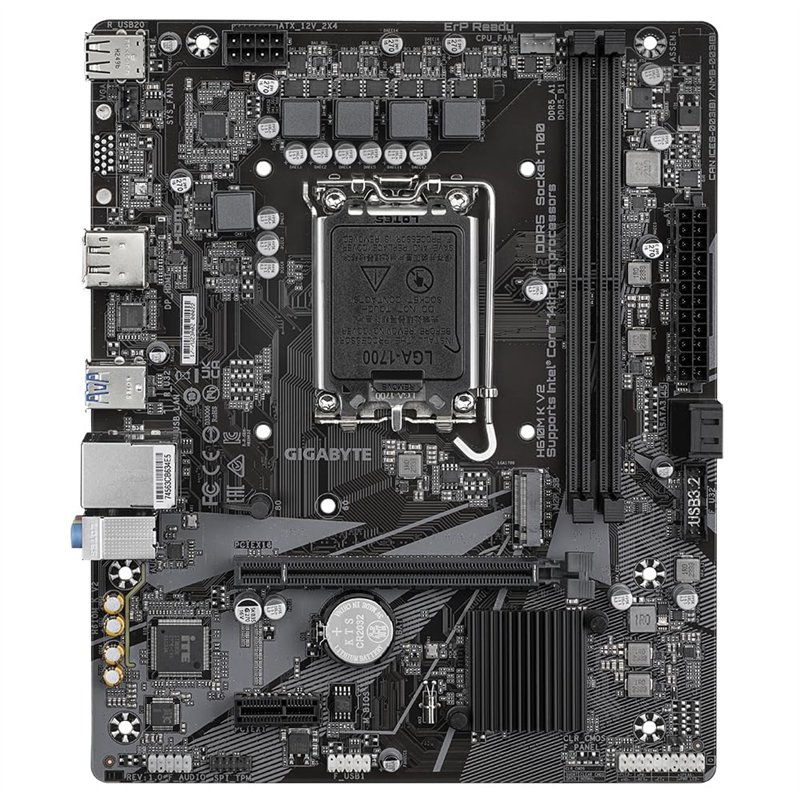 Image secondaire de GIGABYTE H610M K V2 Carte mère - Processeurs Intel Core 14ᵉ génération, jusqu'à 5600 MHz DDR5, 1xPCIe 3.0 M.2, LAN 1GbE, USB 3.2