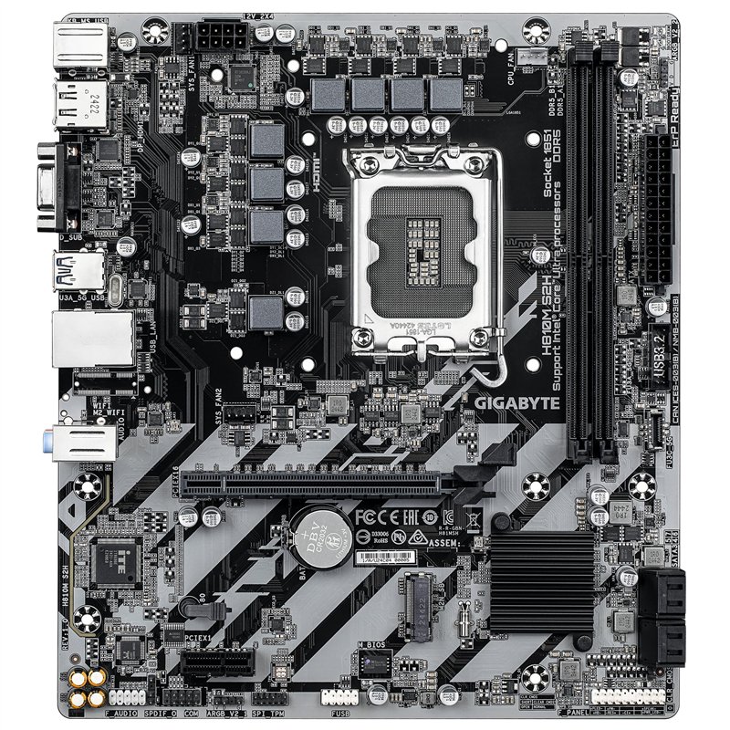 Image secondaire de GIGABYTE H810M S2H Carte mère - Processeurs Intel Core Ultra (Série 2), VRM 4+1+2 Phases, jusqu'à 6400 MHz DDR5, 1xPCIe 4.0 M.2,
