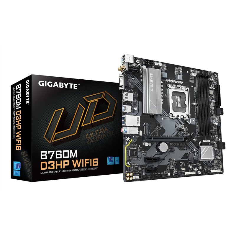 GIGABYTE B760M D3HP WIFI6 Carte mère - Compatible avec Les processeurs Intel Core 14e génération, VRM numérique 4+1+1 Phases, ju