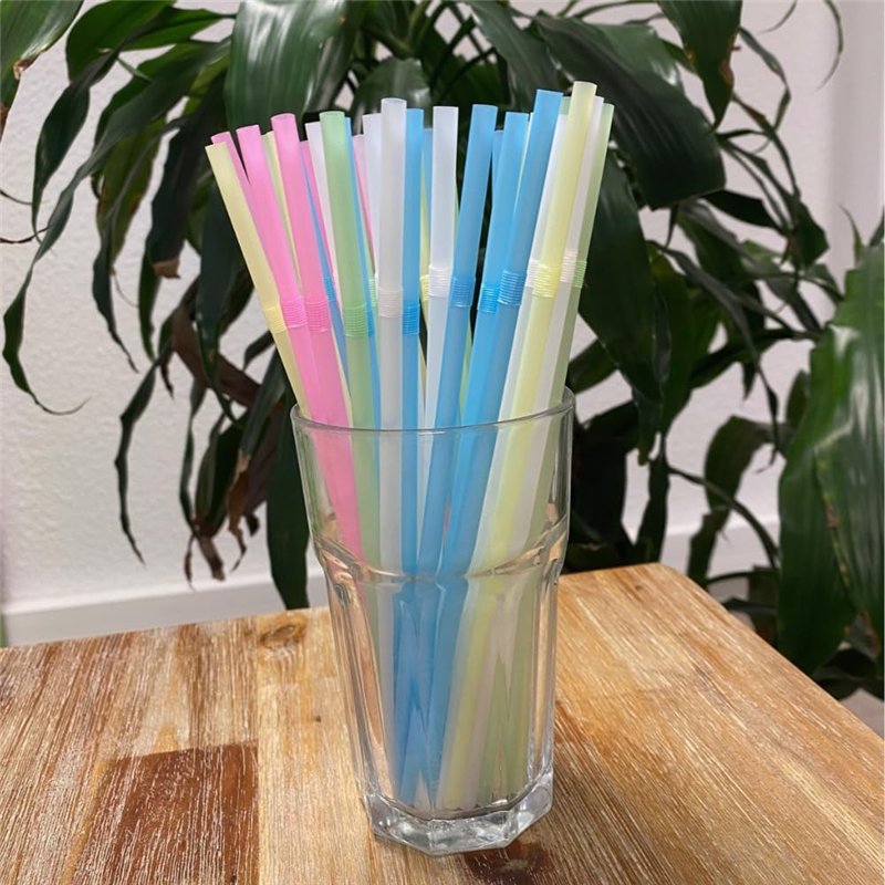 Image secondaire de Lot de 50 Pailles Jetables Multicolores En Amidon De Maïs Compostables