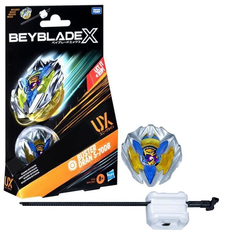 Beyblade X, Starter Pack Buster Dran 5-70DB UX avec toupie de type endurance de compétition et lanceur, des 8 ans