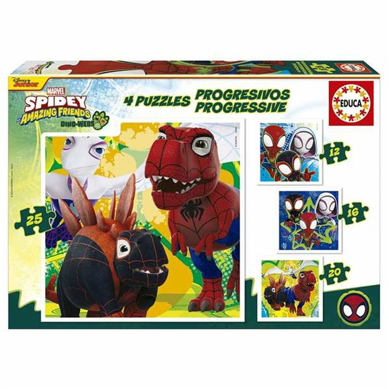 Set de 4 Puzzles Educa Dino Spidey (4 Unités)