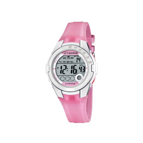 Calypso - K5571/2 - Montre Fille - Quartz Digitale - Eclairage / Chronomètre - Bracelet Plastique Rose