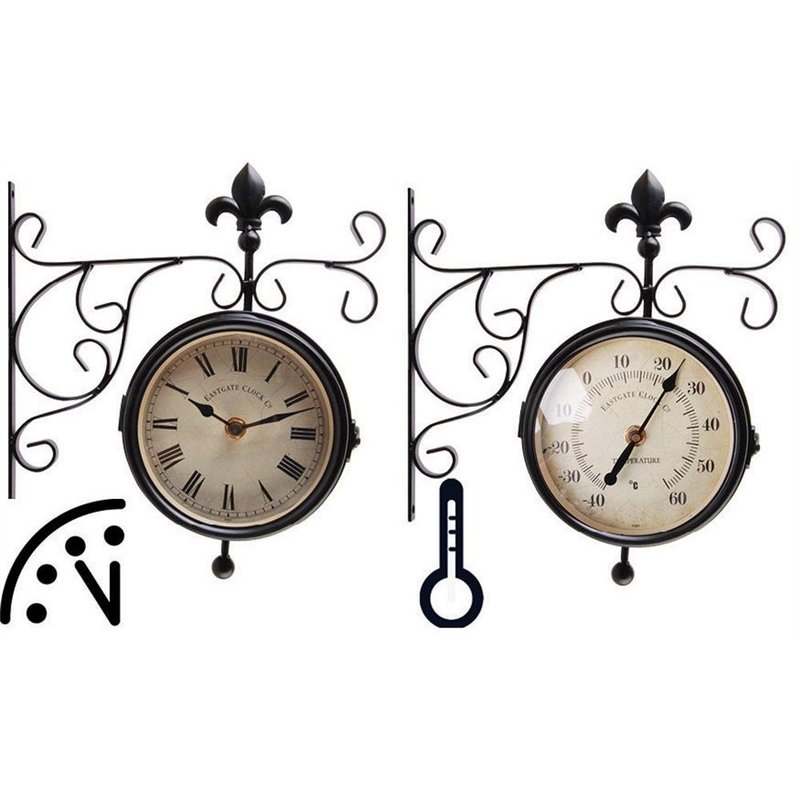 Esschert Horloge extérieure avec thermomètre