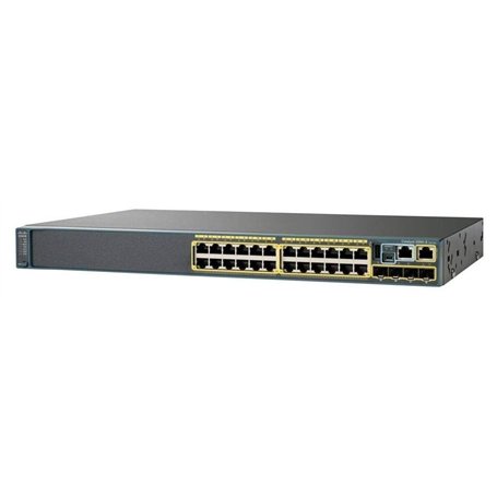 Commutateur réseau Cisco Catalyst 2960X-24PD-L, 24 ports Gigabit Ethernet, consommation PoE 370 W, 2 ports de liaison montante 1