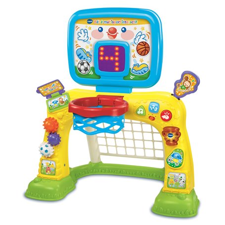 VTech - Bébé Multisport Interactif Multicolore, Structure de Motricité Bébé 2 en 1, Cage de Foot, Panier de Basket avec Tableau 