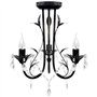 vidaXL Lustre Métal Noir Style Art Nouveau Perles Crystal 3 Ampoules E14 Lampe