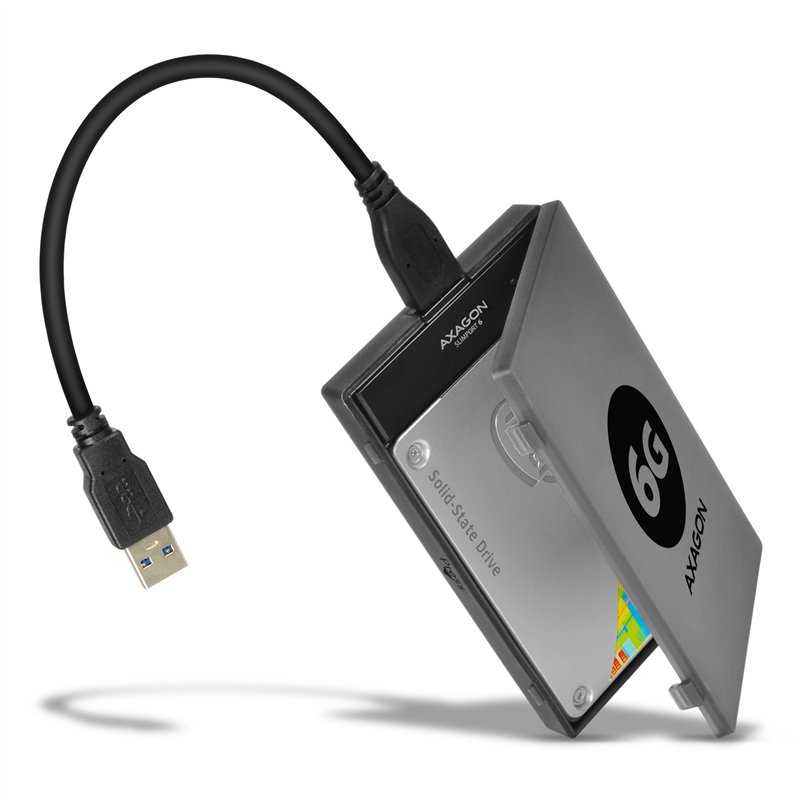 AXAGON ADSA-1S6 Boîtier Externe USB 3.0 pour Disque Dur SATA I/II/III 6G UASP, SSD, HDD