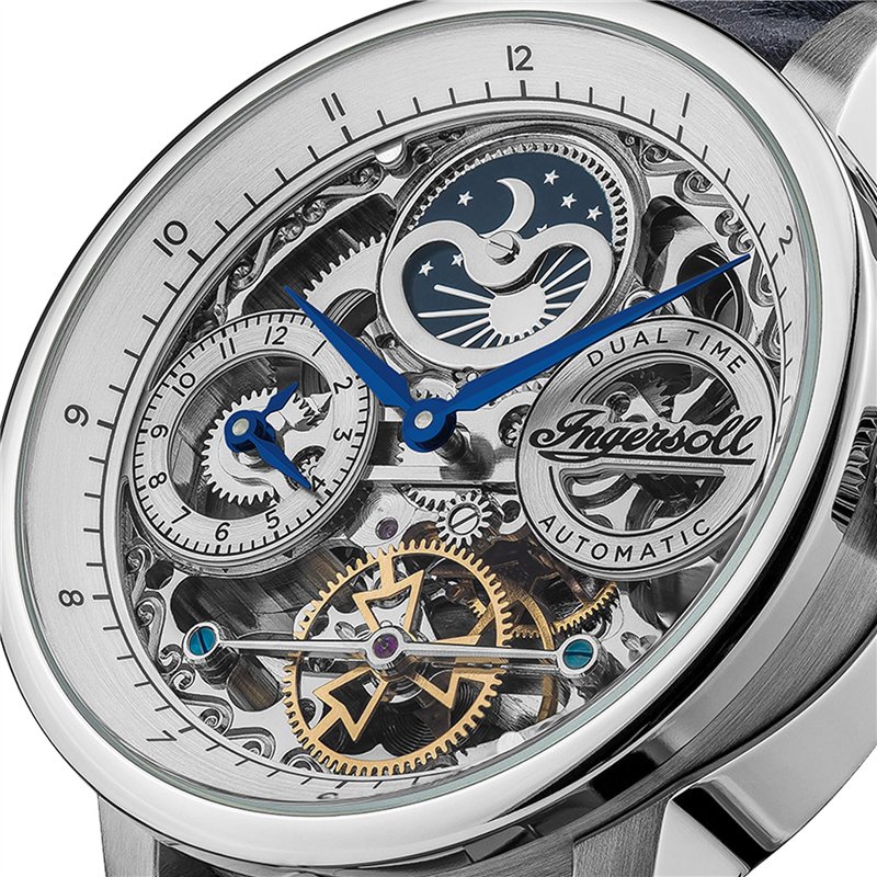 Image secondaire de Ingersoll The Jazz Mens Automatic Watch I07702 with a Silver Dial and a Blue Genuine Leather Band