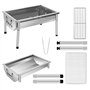 SunJas Barbecue Charbon de Bois INOX Ajustable Barbecue Démontable en Acier Portable BBQ Exterieur Grille sur Pied pour Jardin P