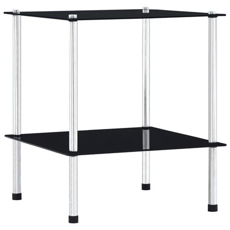 vidaXL Regal mit 2 Ebenen Schwarz 40 x 40 x 47 cm Hartglas