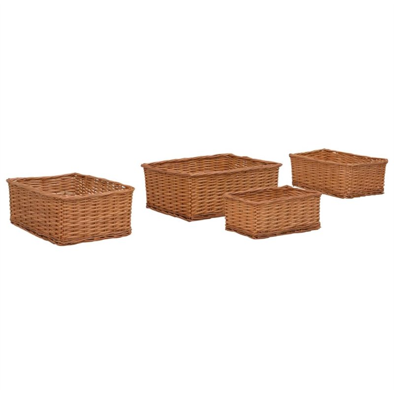VidaXL 4 pièces Corbeille empilable en osier marron