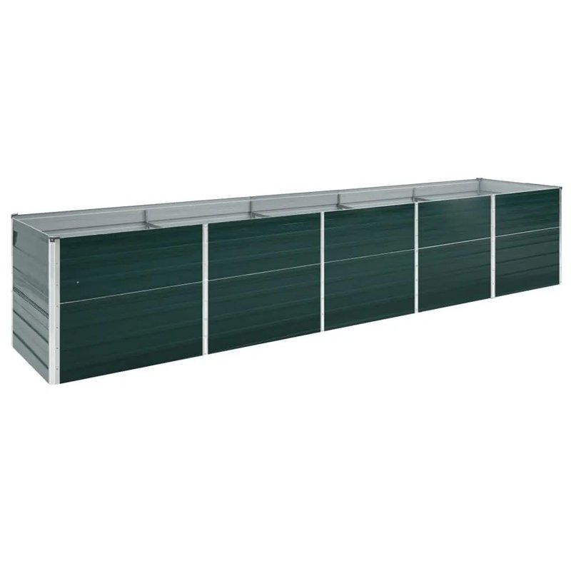 vidaXL Lit Surélevé Pot de Fleurs Bac à Plante Pot de Plante Jardinière Véranda Jardin Balcon Extérieur Acier Galvanisé 400x80x4
