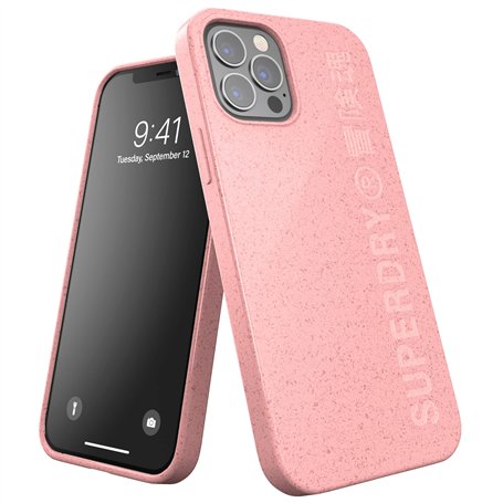Superdry Coque de Protection pour iPhone 12 / iPhone 12 Pro 6.1 - Compostable - Matériaux à Base de matières Bio - Rose