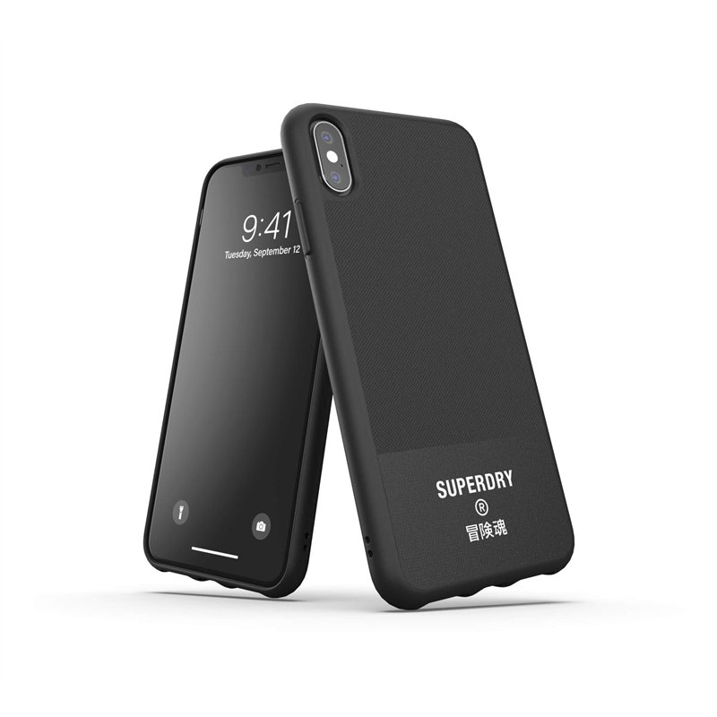 Superdry Coque de Protection en Toile moulée pour iPhone XS Max, Noir
