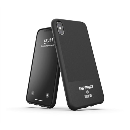 Superdry Coque de Protection en Toile moulée pour iPhone XS Max, Noir