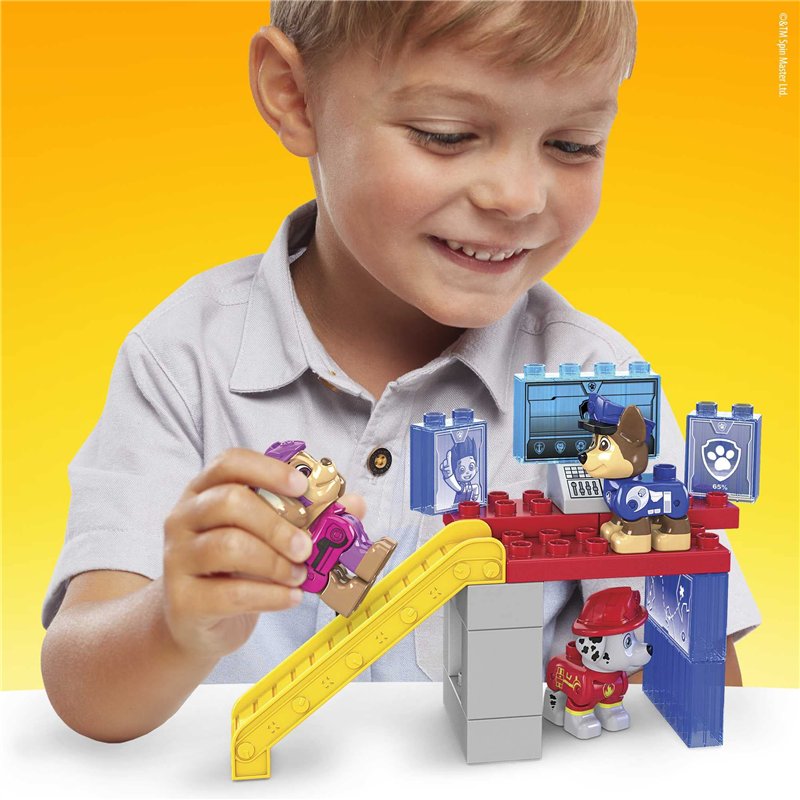Image secondaire de Mega Bloks La Pat'Patrouille : Le film, coffret 3 figurines Chase, Marcus et Stella, 13 blocs de construction, jouet pour bébé