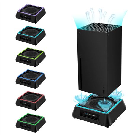 Mcbazel Xbox Series X Support de Refroidissement avec Lumière RVB/Fonction de Refroidissement Réglable/Indicateur LED/ports USB