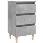 vidaXL Table de chevet avec pieds en bois massif Gris béton 40 x 35 x 69 cm