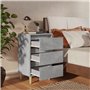 vidaXL Table de chevet avec pieds en bois massif Gris béton 40 x 35 x 69 cm