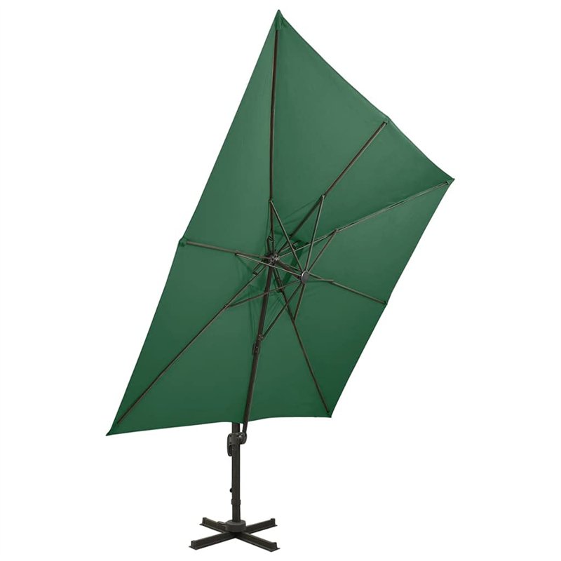 Image secondaire de Parasol de jardin en porte à faux avec double toit vert