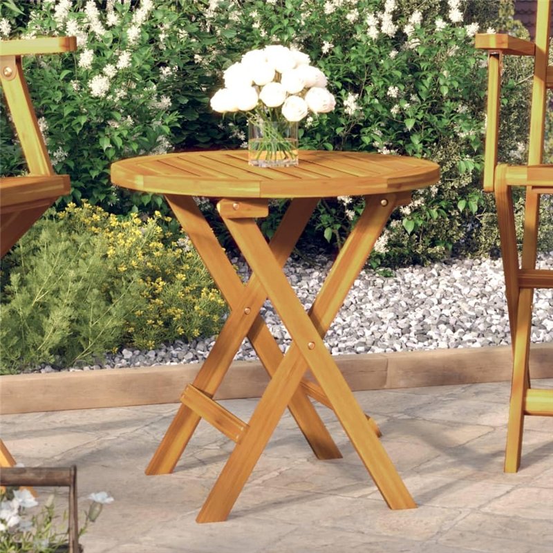 Image secondaire de Bussandri Exclusive Table de bistrot en bois massif d'acacia Ø 46 x 47 cm