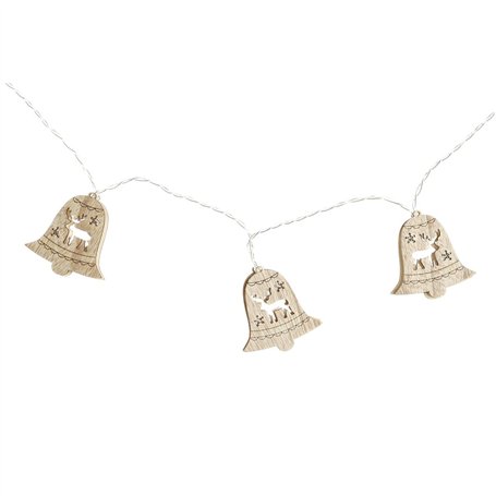 Guirlande lumineuse LED DKD Home Decor Renne Cloches Marron Bois MDF (6