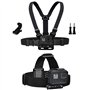 TEKCAM Harnais Poitrine Fixation Bandeau Compatible avec GoPro Hero 13/12/11/10/9/8/ AKASO V50X Brave 7/ GOOKAM/Jadfezy/Dragon T