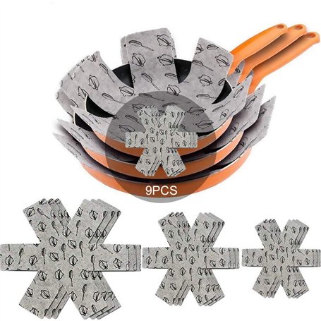 Meiso Lot de 9 protège-poêles en feutre rembourré pour séparer et protéger les surfaces de vos ustensiles de cuisine et éviter l
